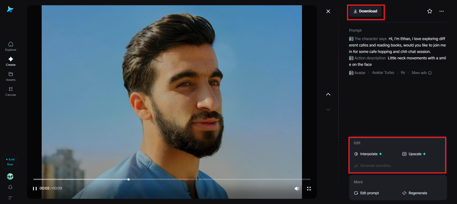 Download your generated work