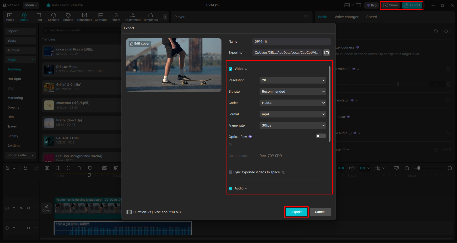 Mengekspor video dari editor video desktop CapCut