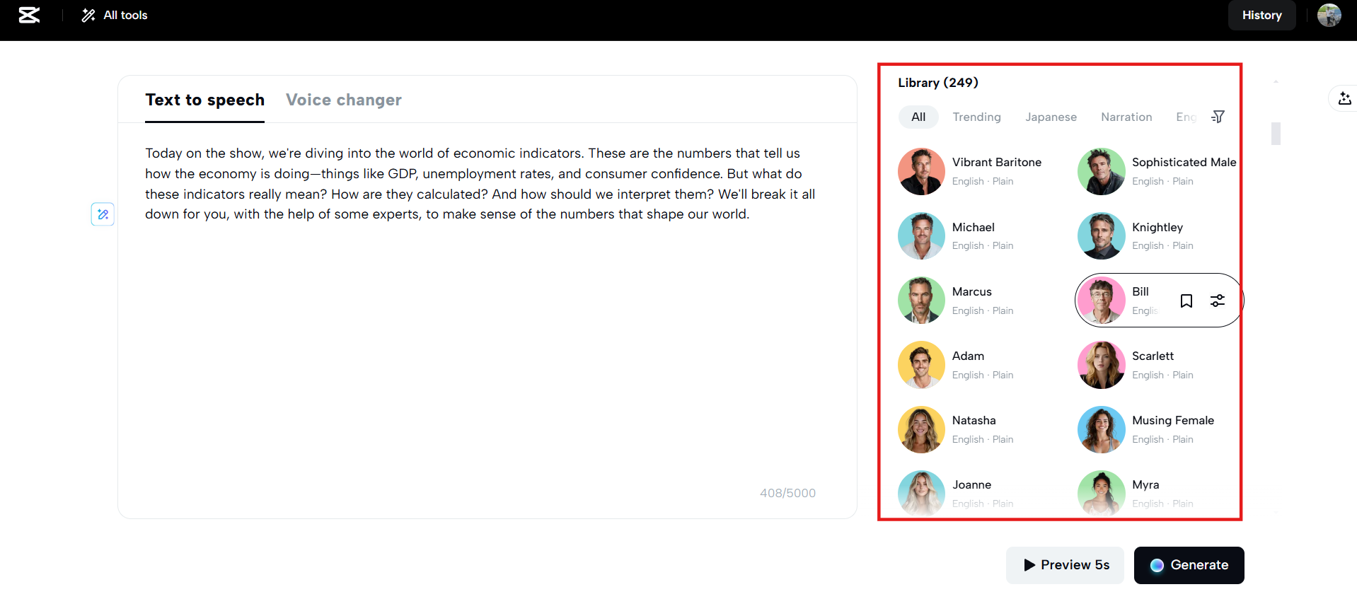 Various AI famous voices