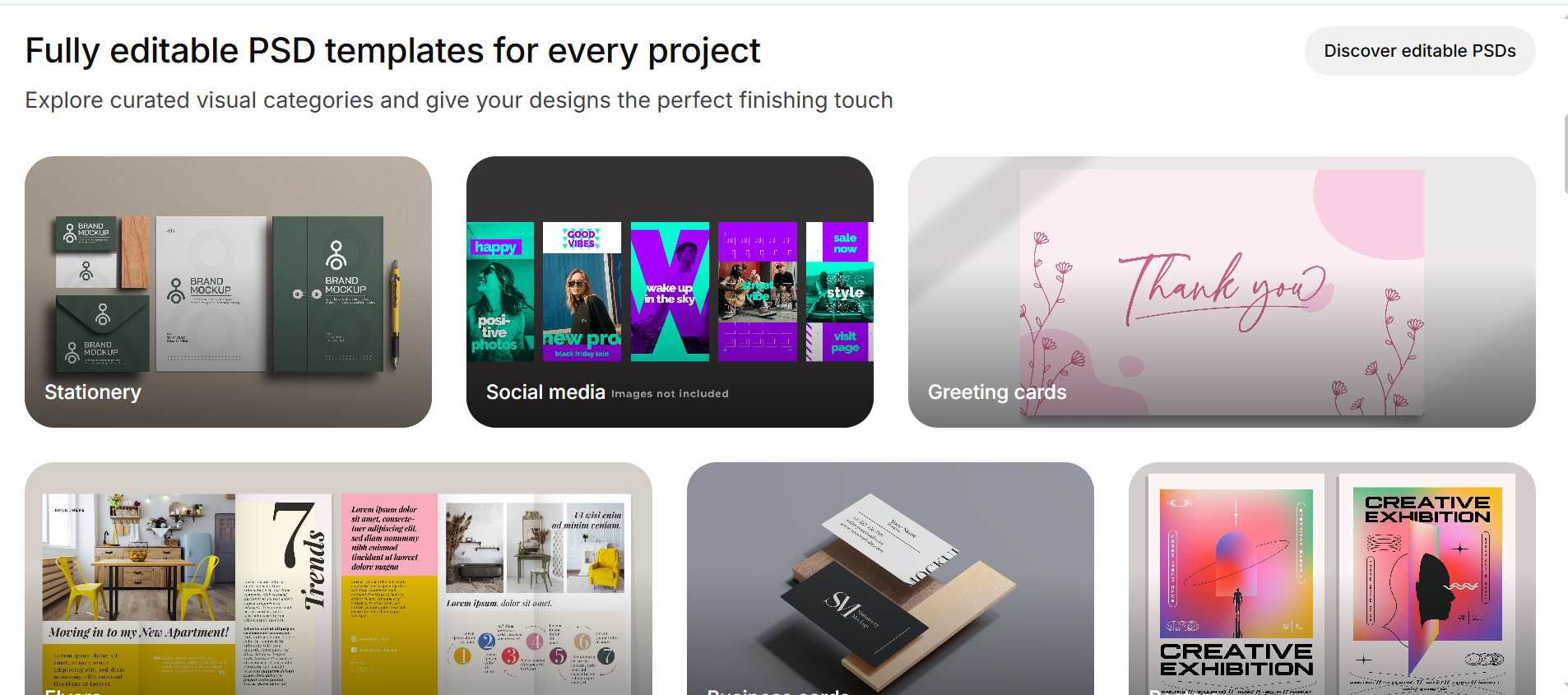 Interface of Freepik to download free PSD templates