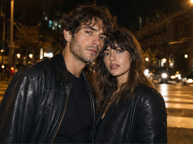 Night Aesthetic Couple Fotos prompt Beispiel 1 - Direct-flash street