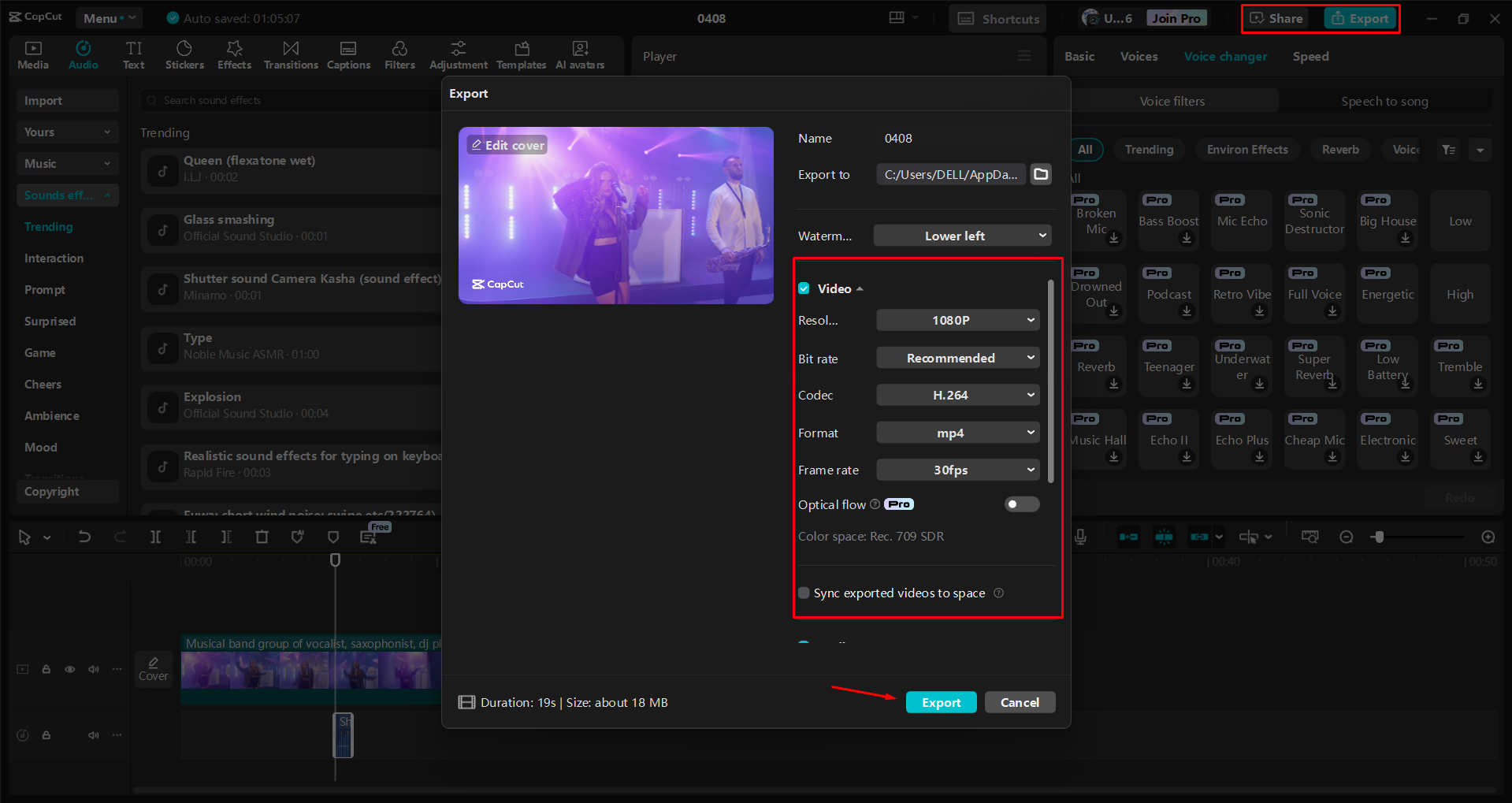 Mengekspor video dari editor video desktop CapCut