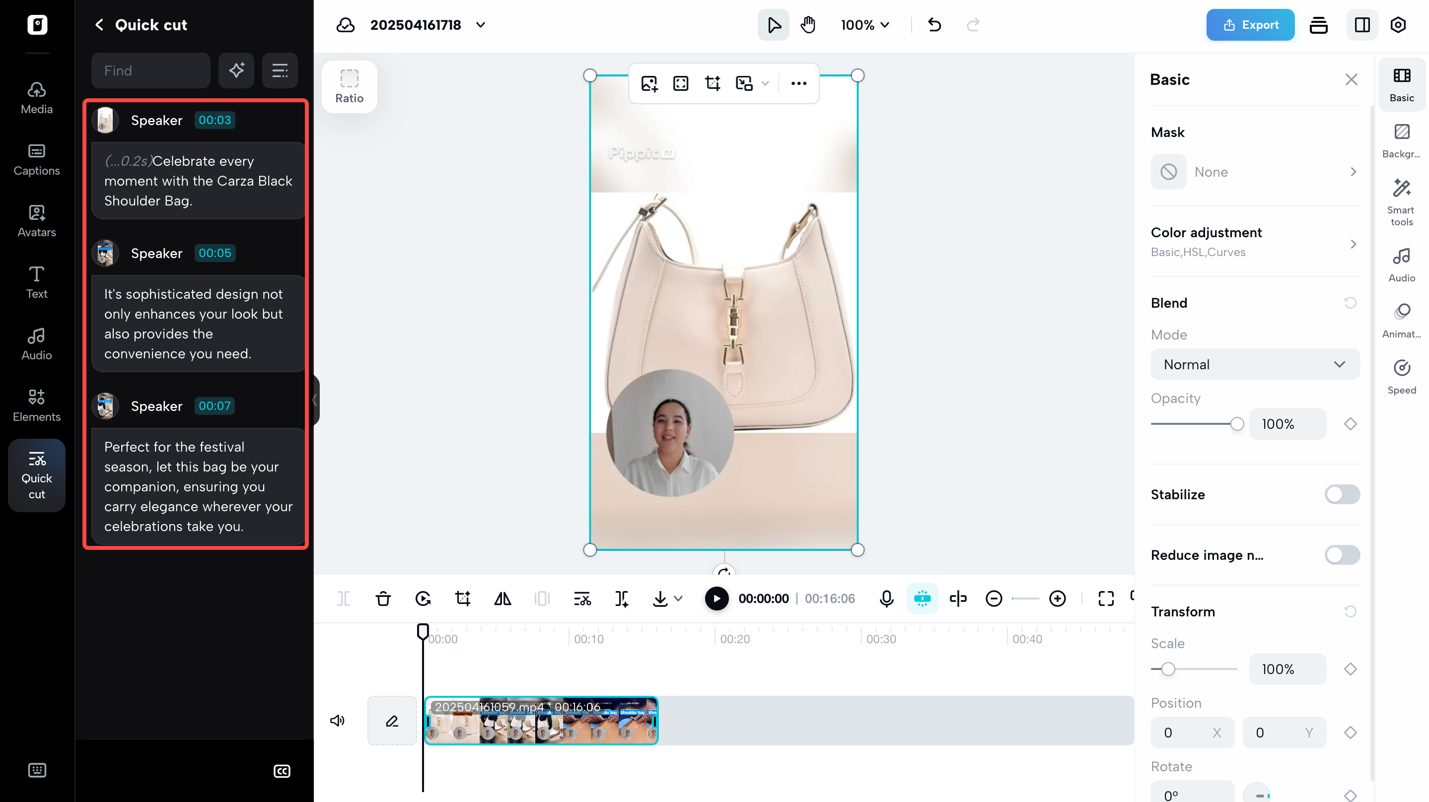 AI-powered speech recognition using Pippit