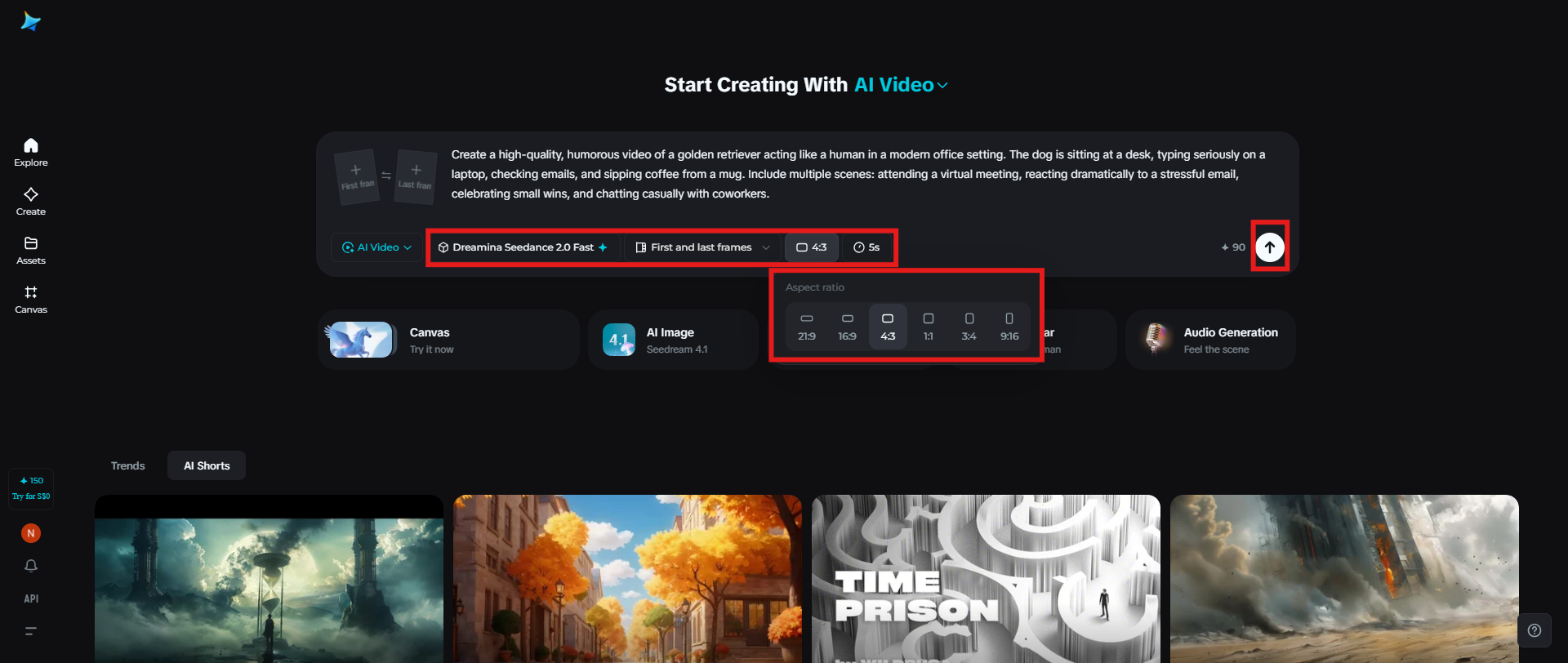 Select the video model and generate the video