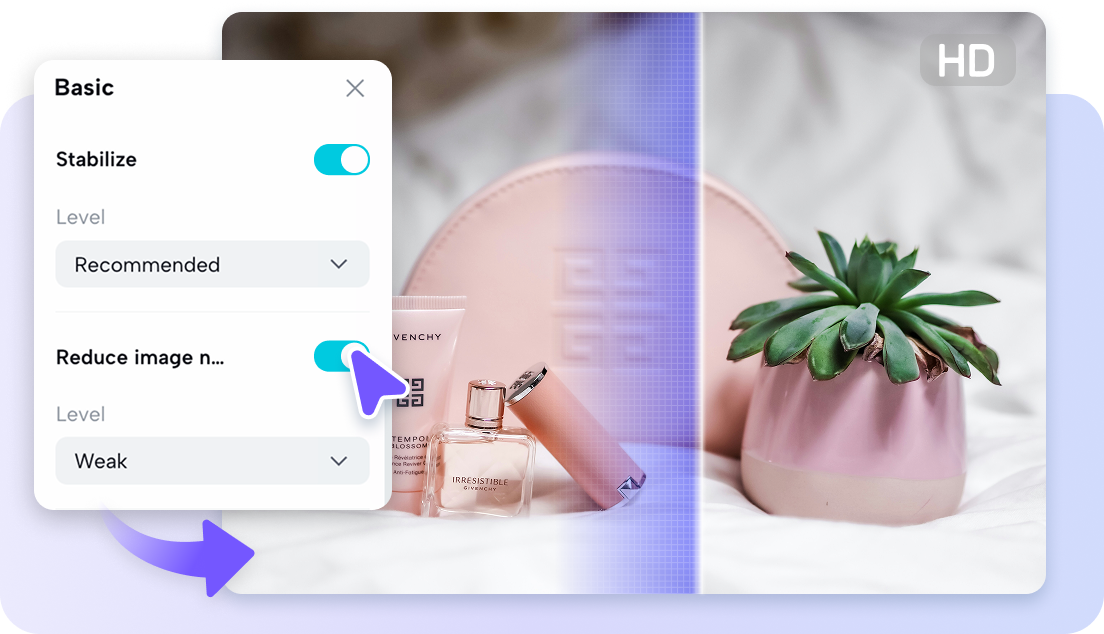 Egy kattintással működő AI-alapú ingyenes zajcsökkentő videószerkesztő