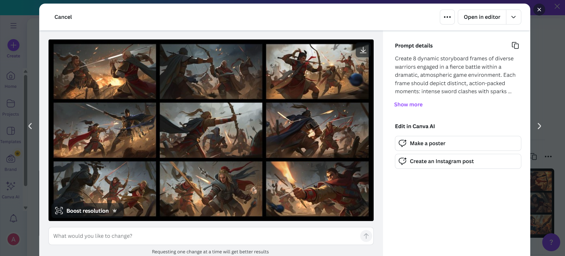 Canva interface