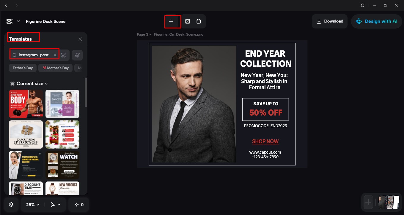 Select your Instagram template