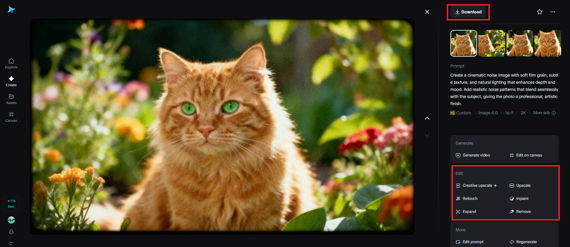 Refine and edit with Dreamina's AI tools