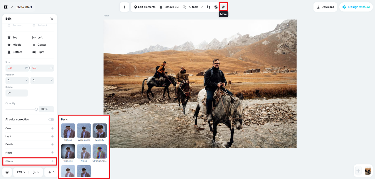 Apply effect to your photo