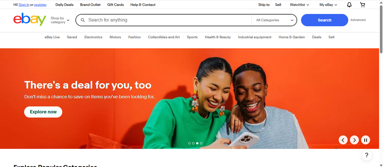 eBay Store's interface