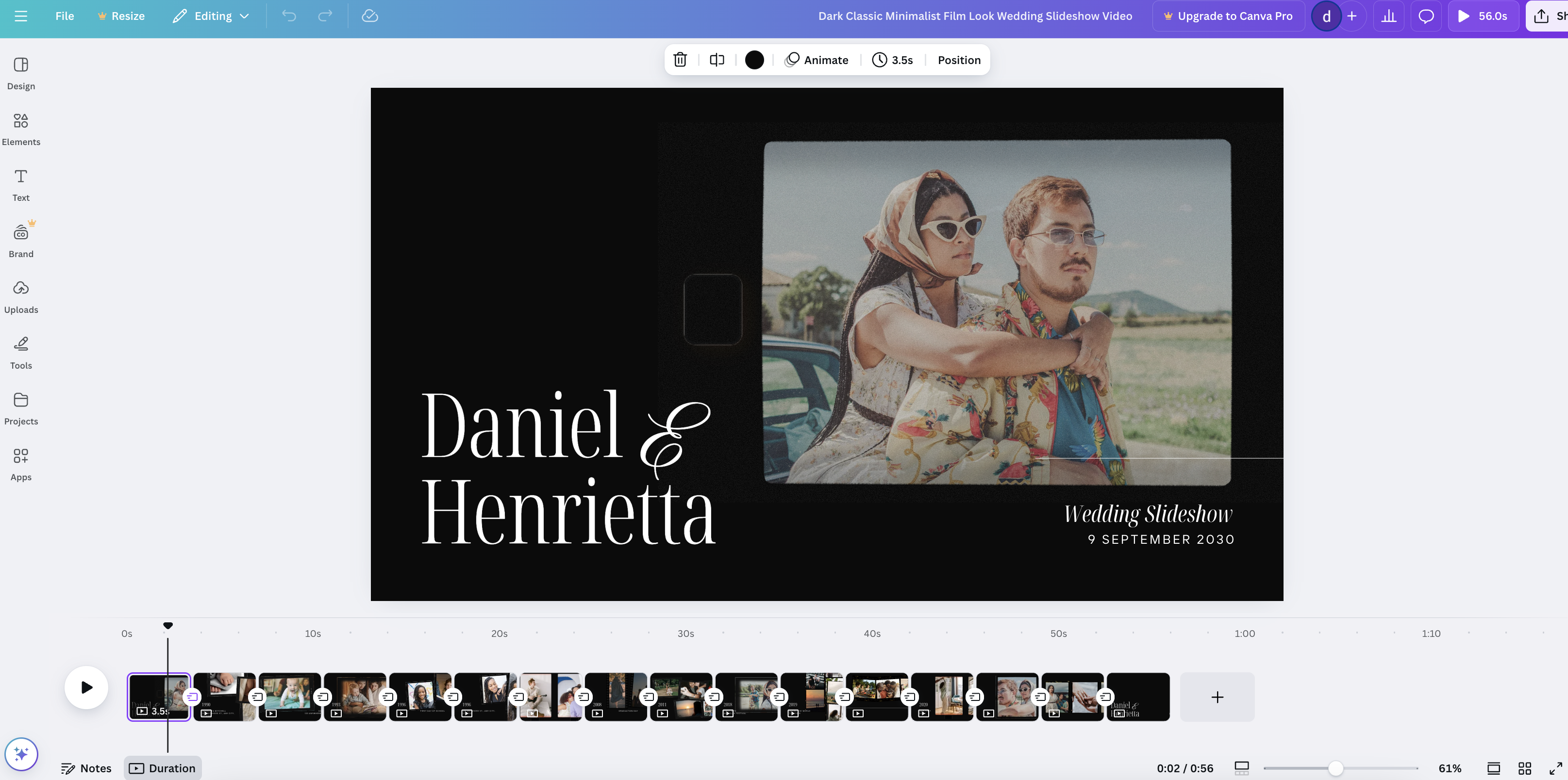 Canva wedding photo video maker with music