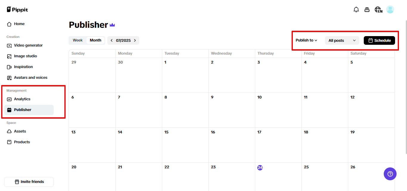 Auto publisher in Pippit