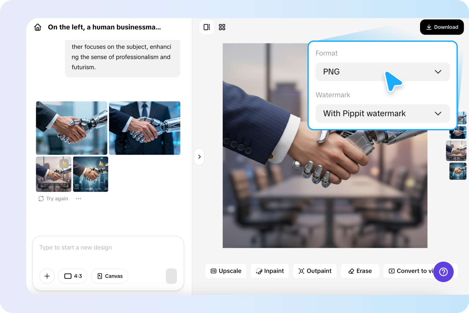 Exporting handshake image from Pippit