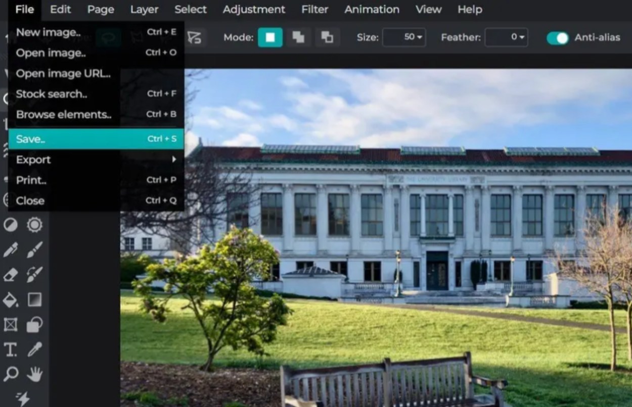 Saving the edited image from Pixlr