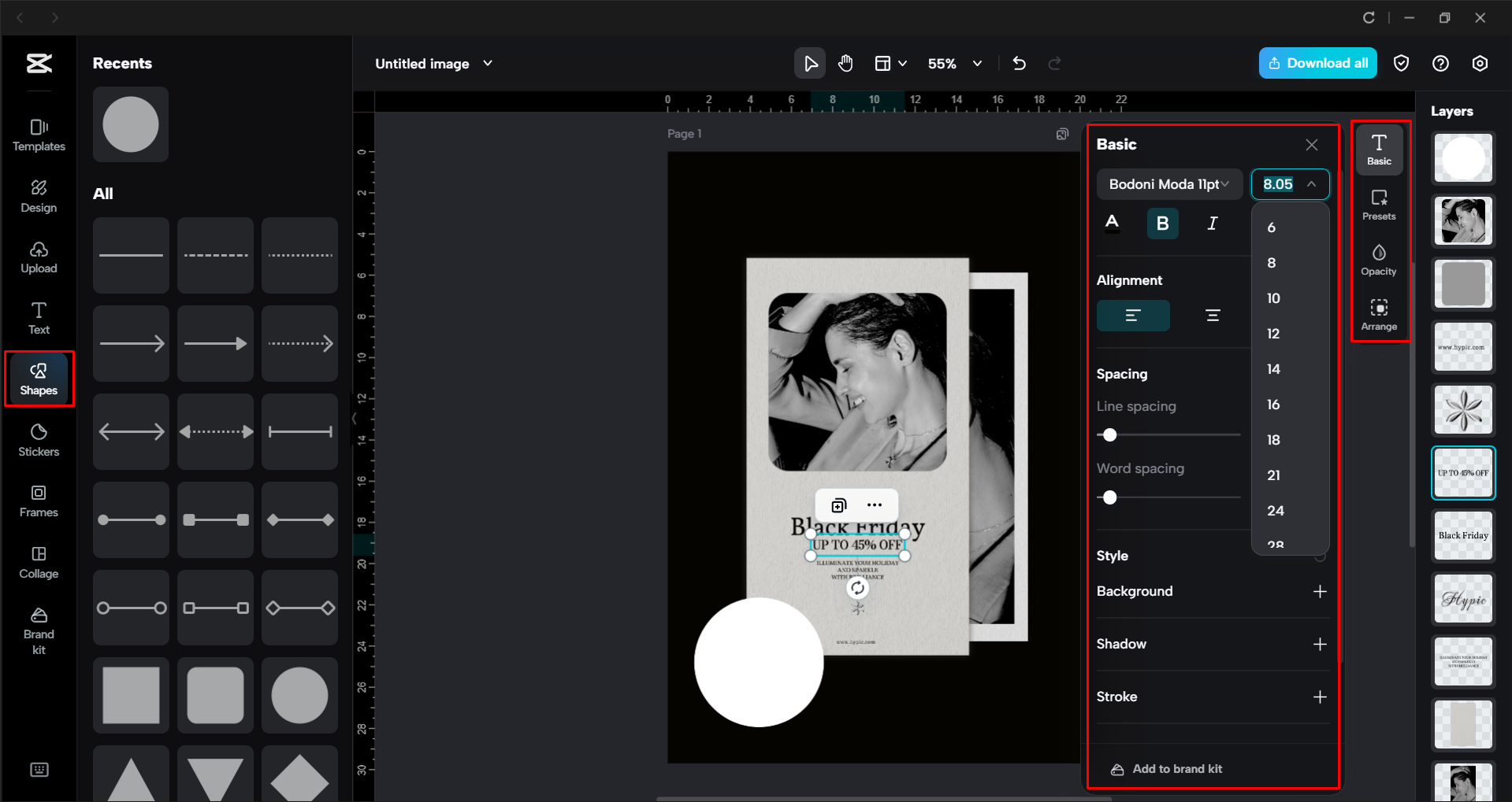 Anpassen von Elementen in einem Flyer mit dem CapCut Desktop-Video-Editor