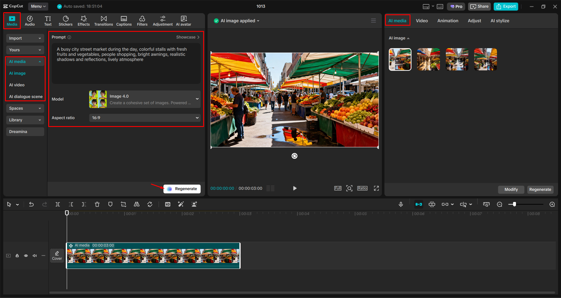 Converting text to an image with the CapCut desktop video editor