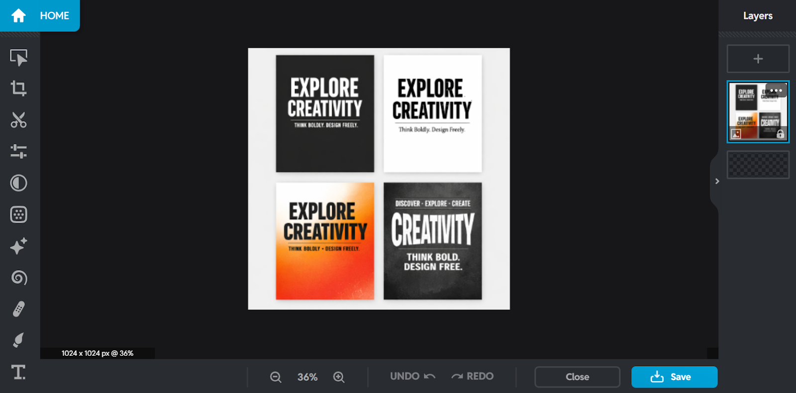 Pixlr interface: graphics editor online
