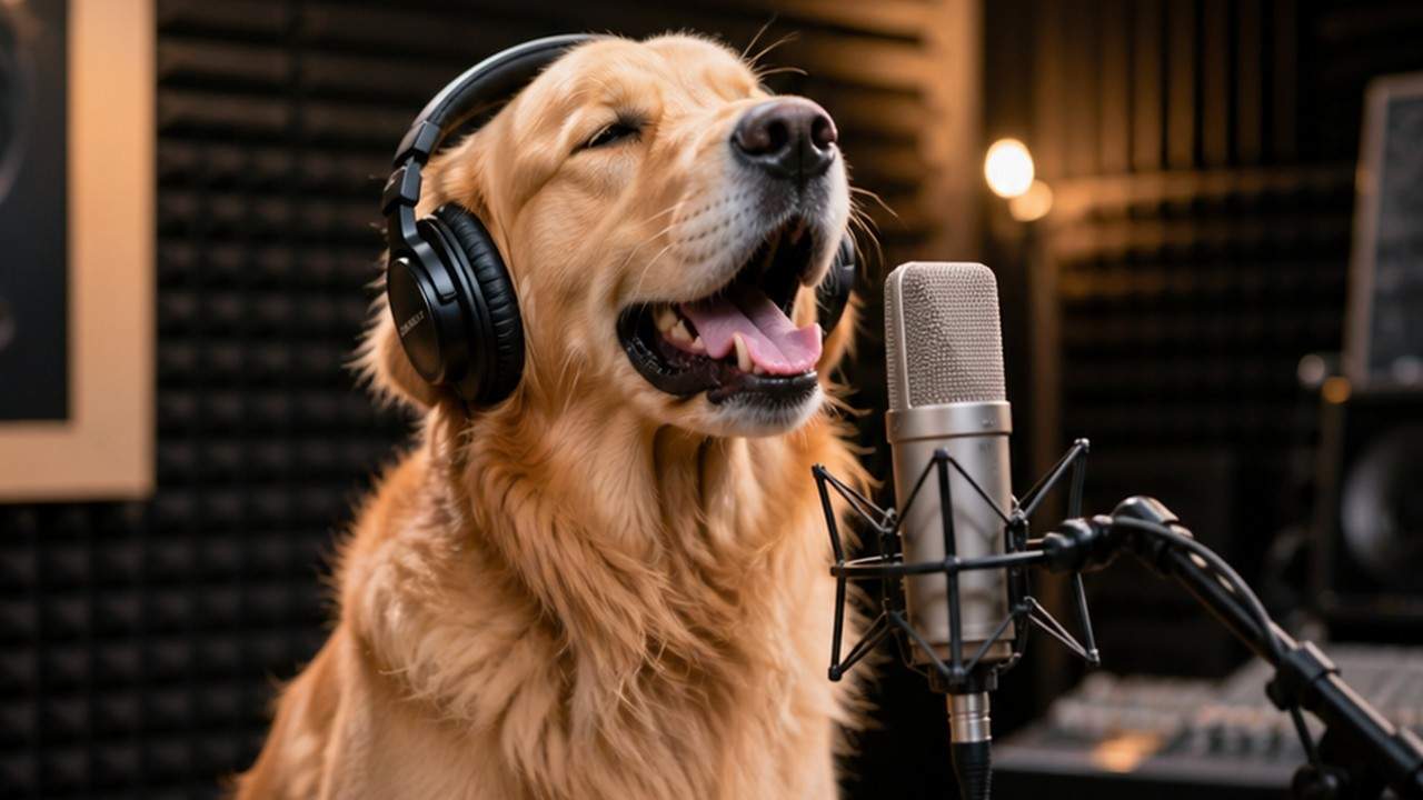 dog singing AI prompt result 1