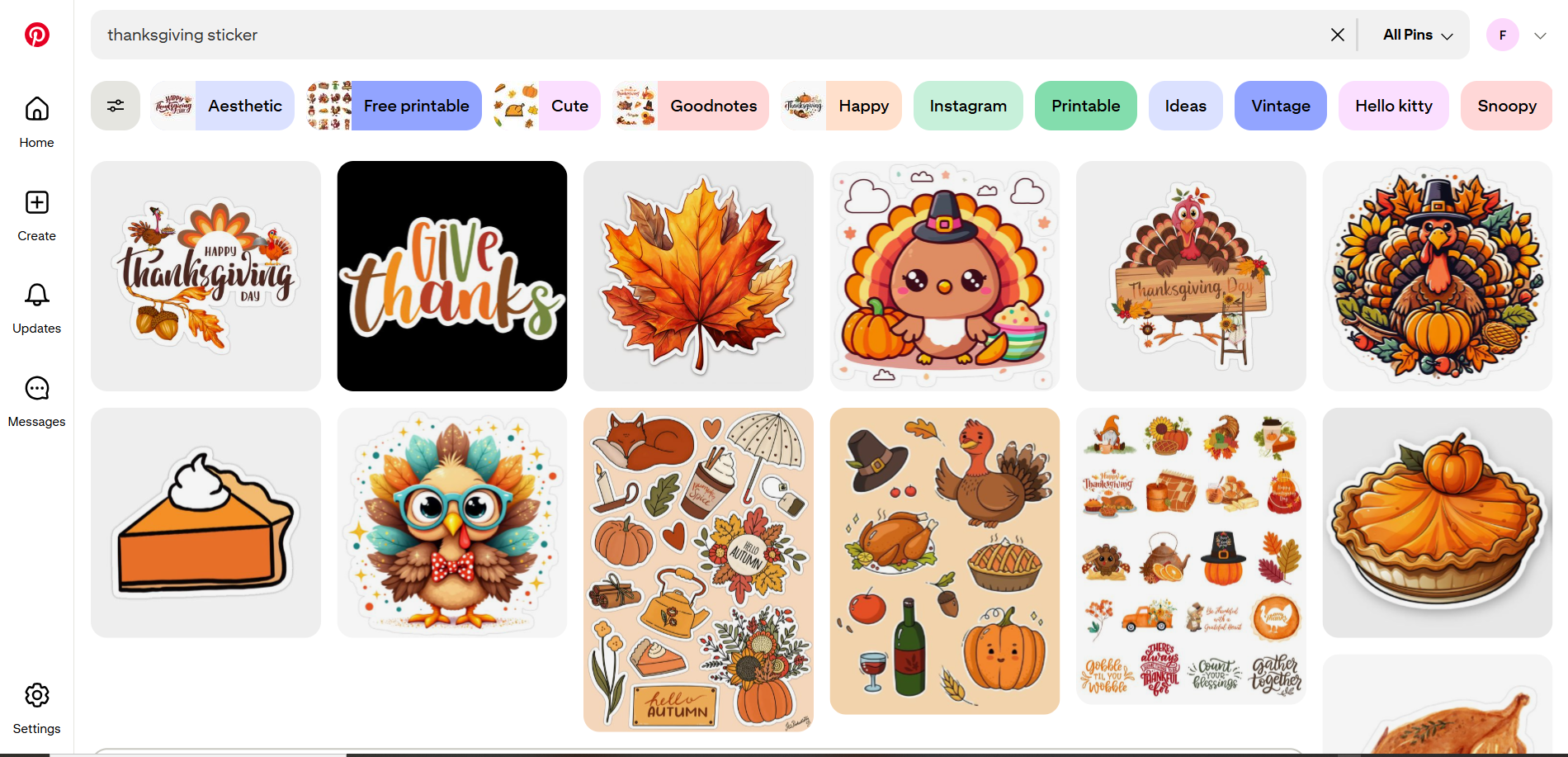Pinterest – a platform to discover stylish Thanksgiving sticker ideas.