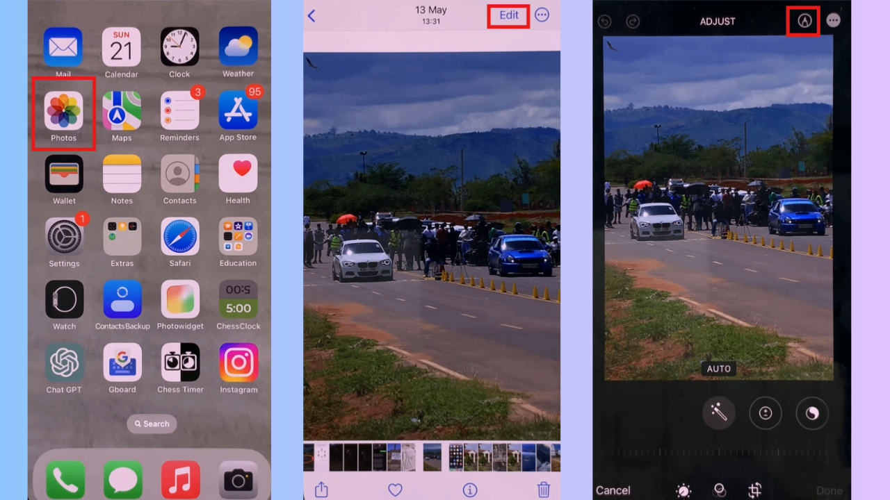 Choose photo and access markup tool
