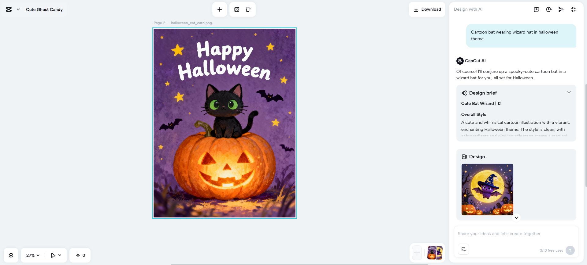 A CapCut Web Halloween clipart-generátora