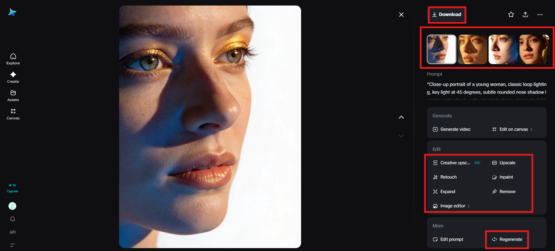Refine and download the loop lighting image