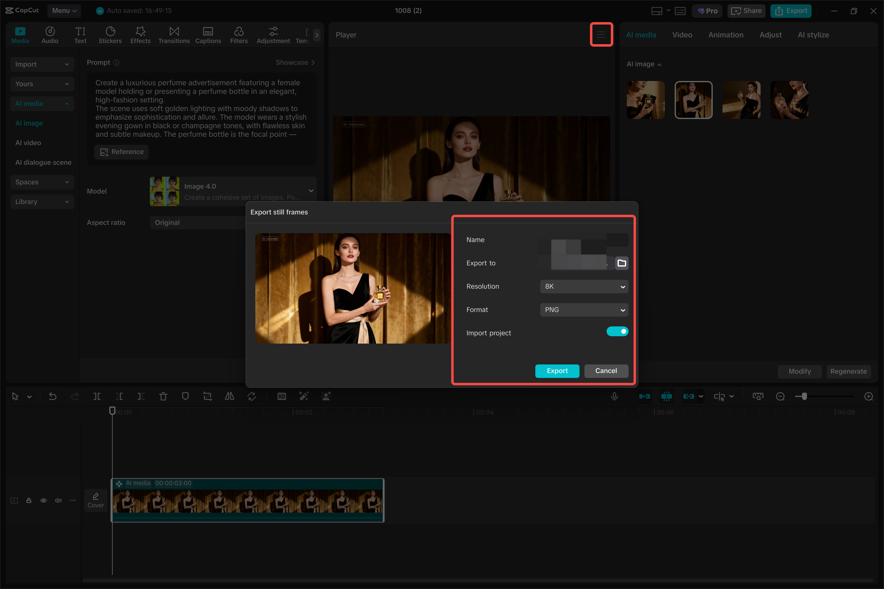 Exporting the media from the CapCut desktop video editor