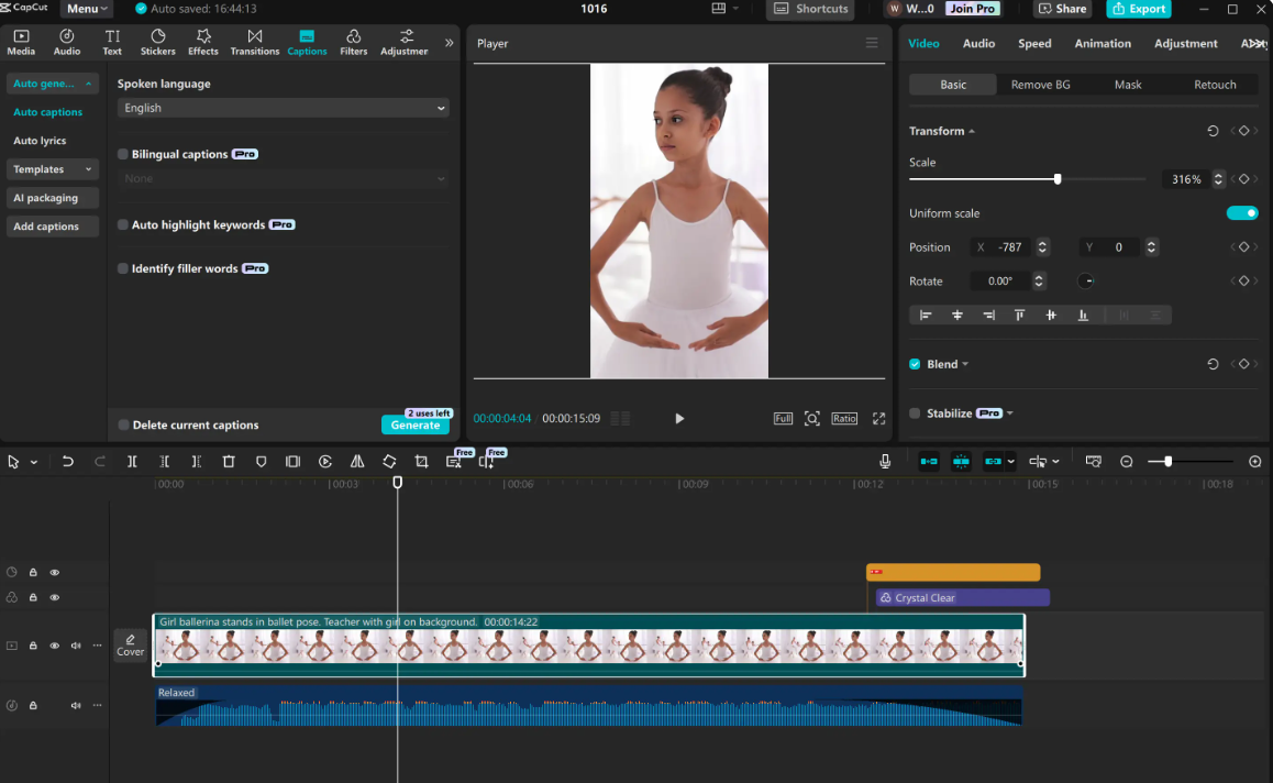 Add lyrics to reels using CapCut