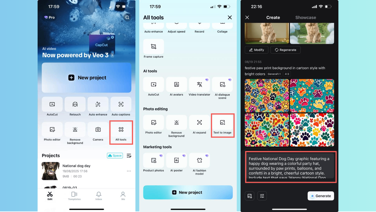 Auf Text zu Bild zugreifen und Eingabeaufforderung schreiben