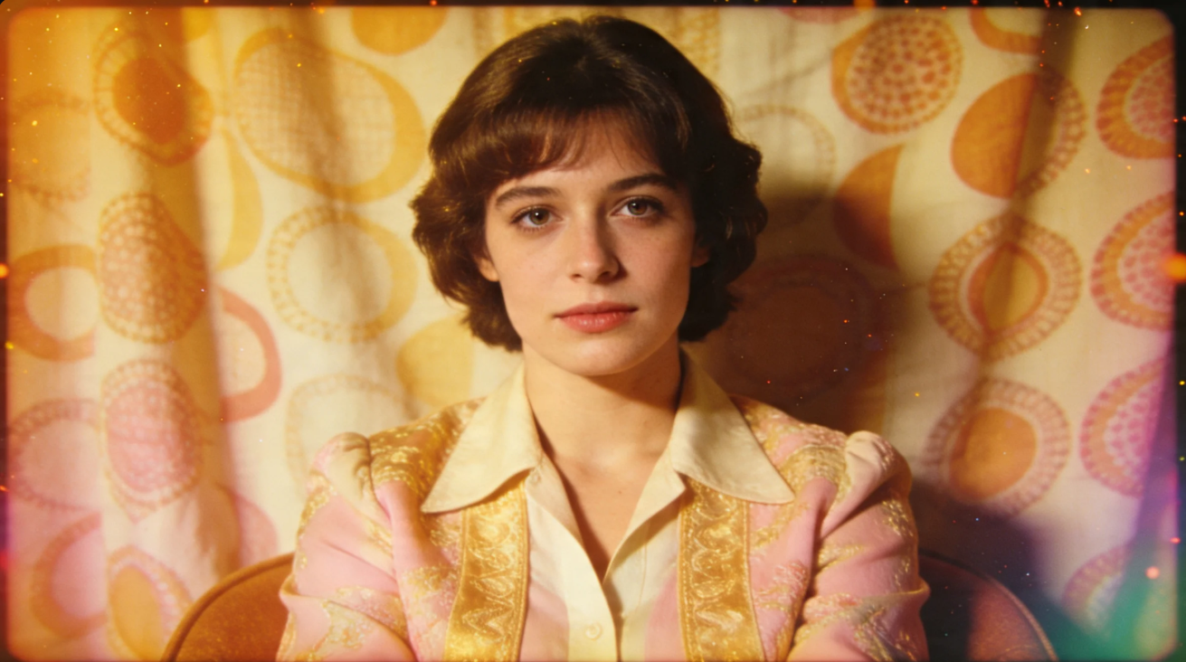 Solicitud para un adorable retrato de estudio cinematográfico de los años 70