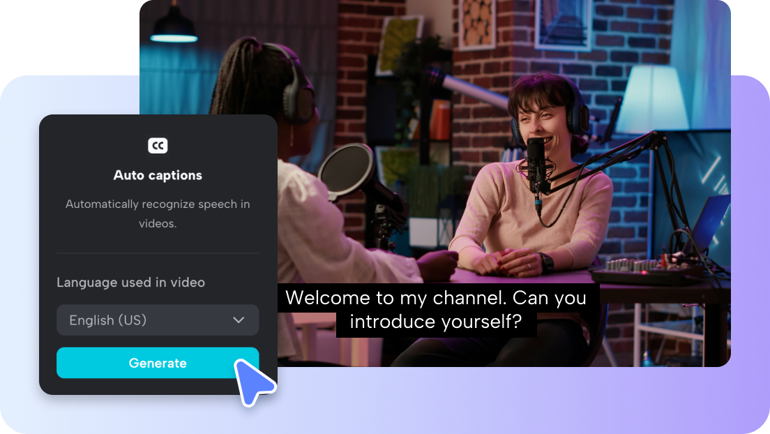 Pippit's interface showing the voice recording screen, with a prompt for the user to read a sentence and a visualizer showing their voice input.