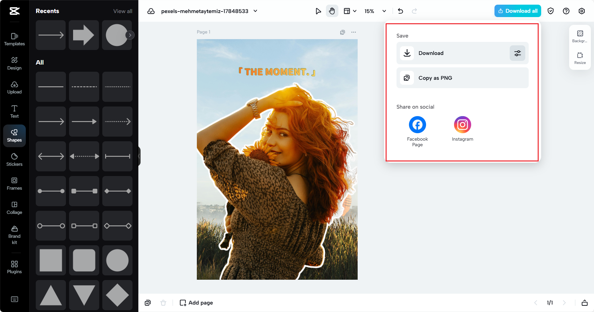 Speichern Sie Ihr Bild auf Ihrem Gerät.