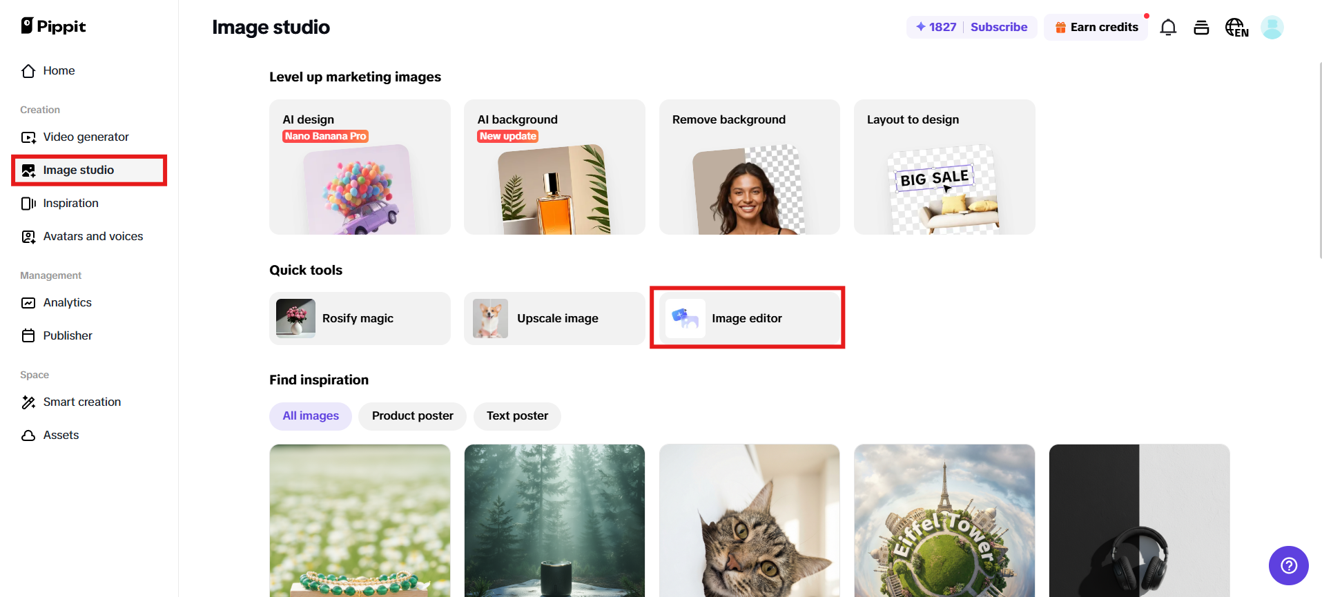 Navigate to Image editor