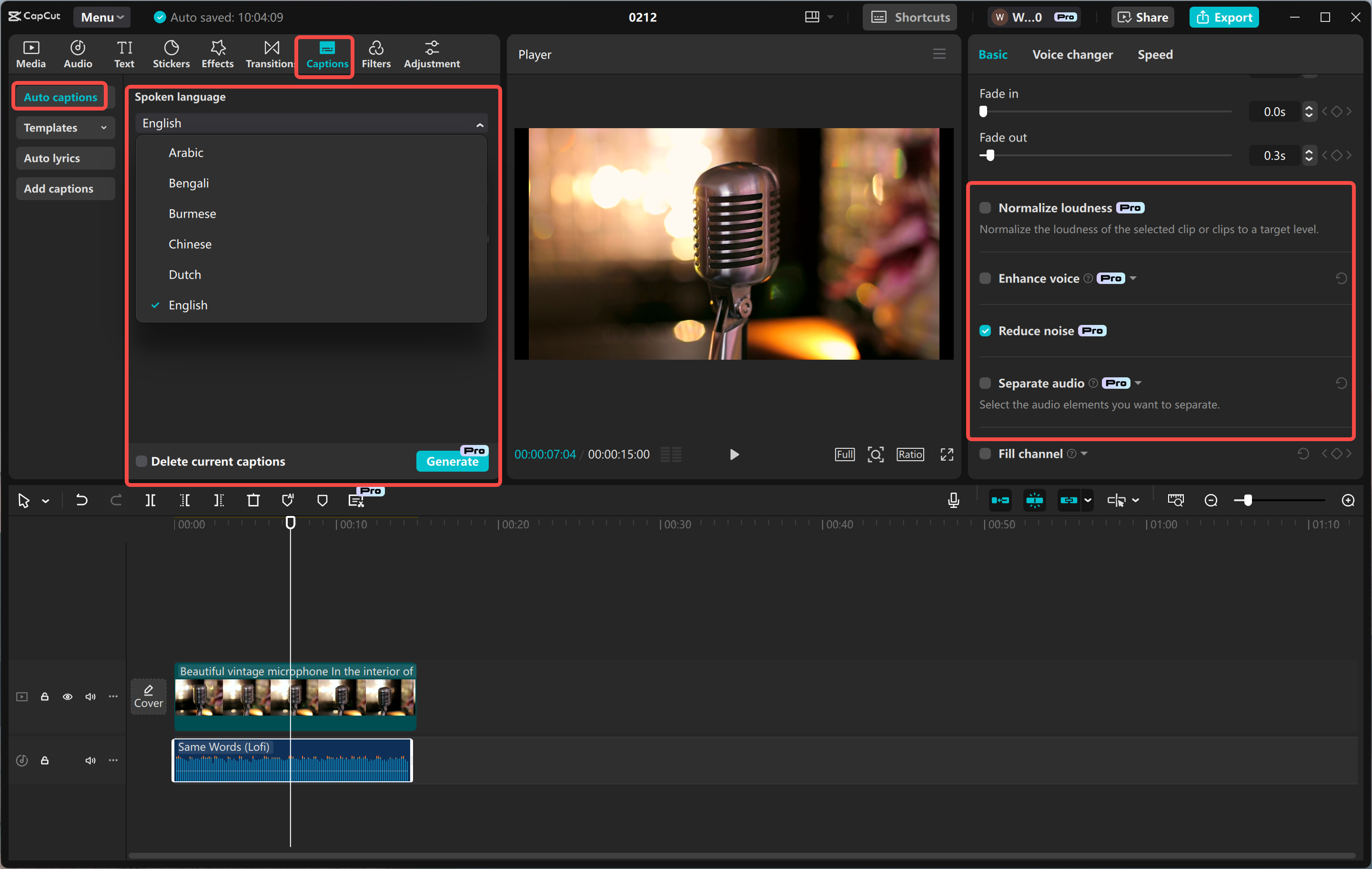 Aplicar efectos a la grabación de pantalla en el CapCut editor de video de escritorio