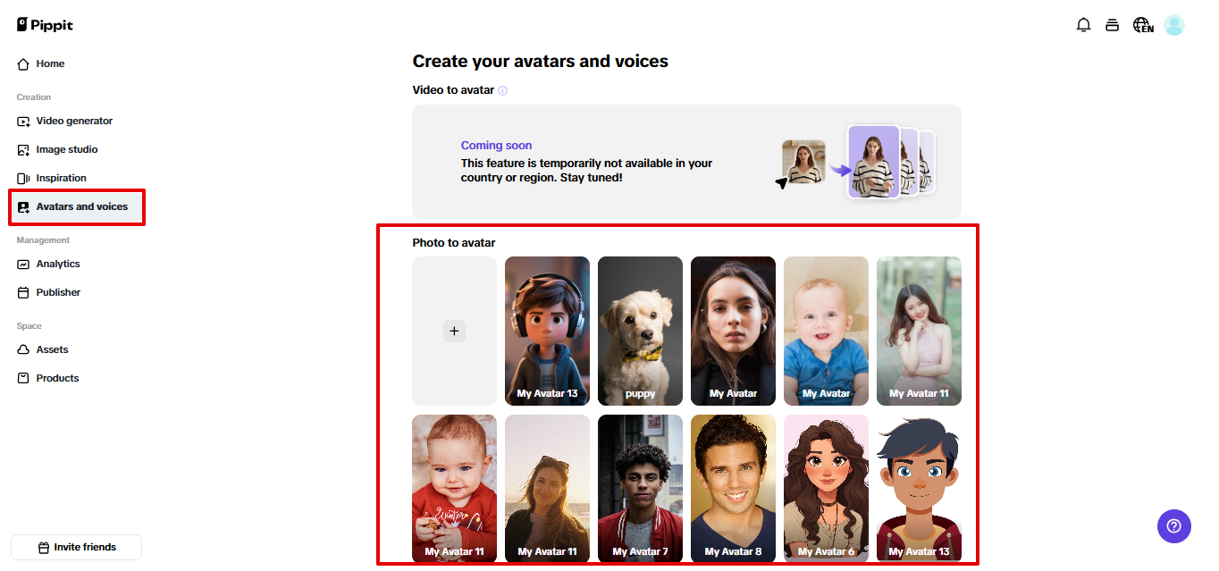 Avatars in Pippit