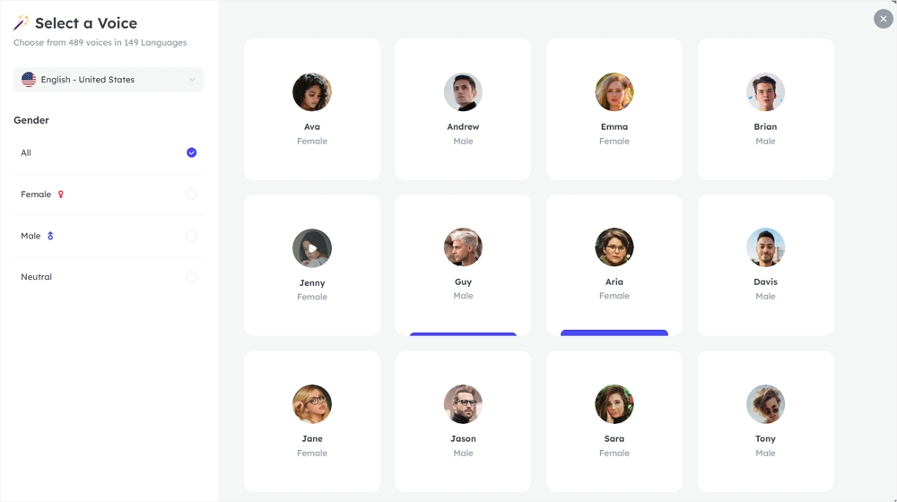 EaseUS VoiceOver arayüzü