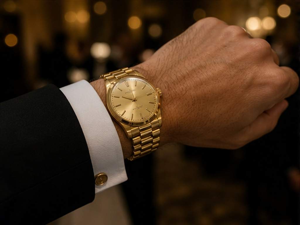Virtuelle Uhr Anprobieren Video-Eingabeaufforderung Beispiel 4 - Goldene Abenduhr