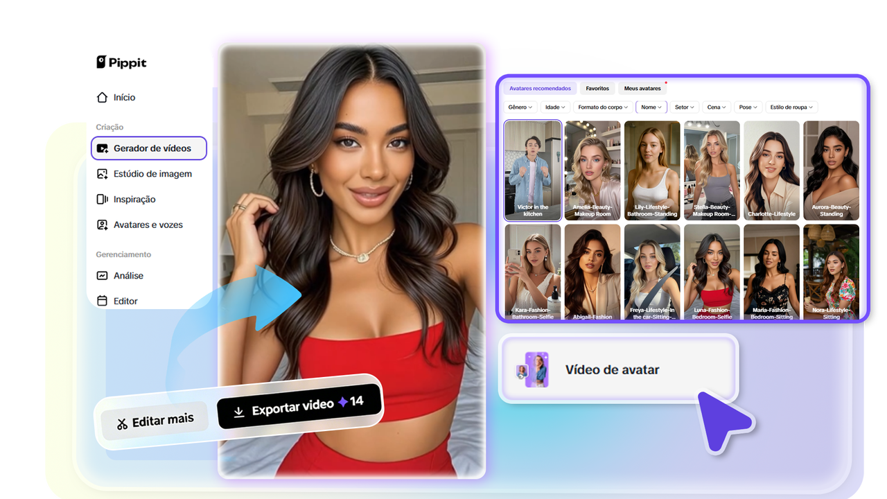 como criar avatar ia online grátis no Pippit