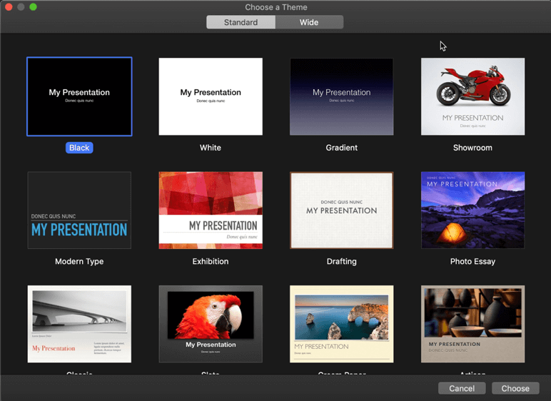 Keynote slideshow programs for Mac