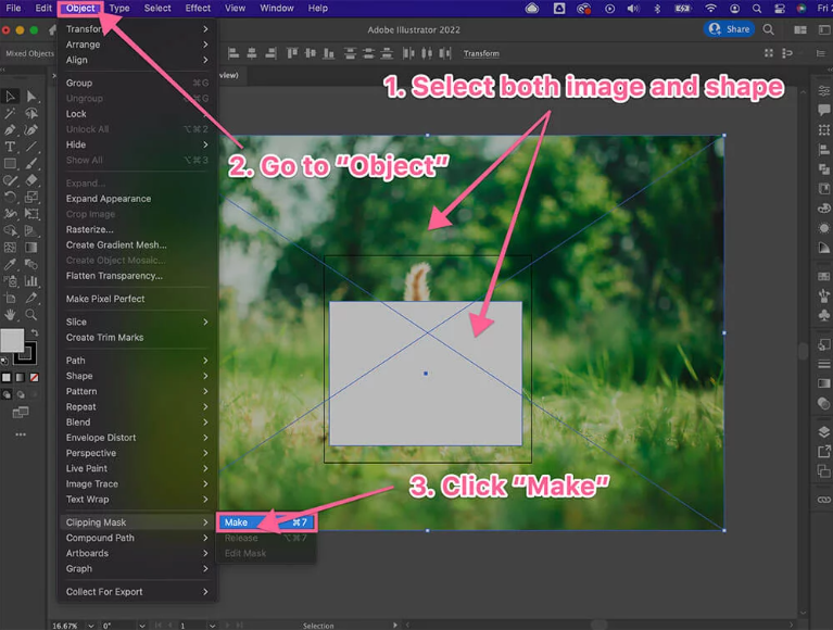 Using Clipping Mask to crop an image in Illustrator