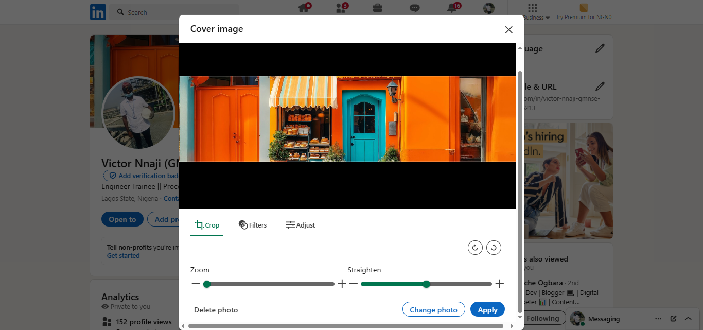 Hintergrund für LinkedIn-Foto ändern