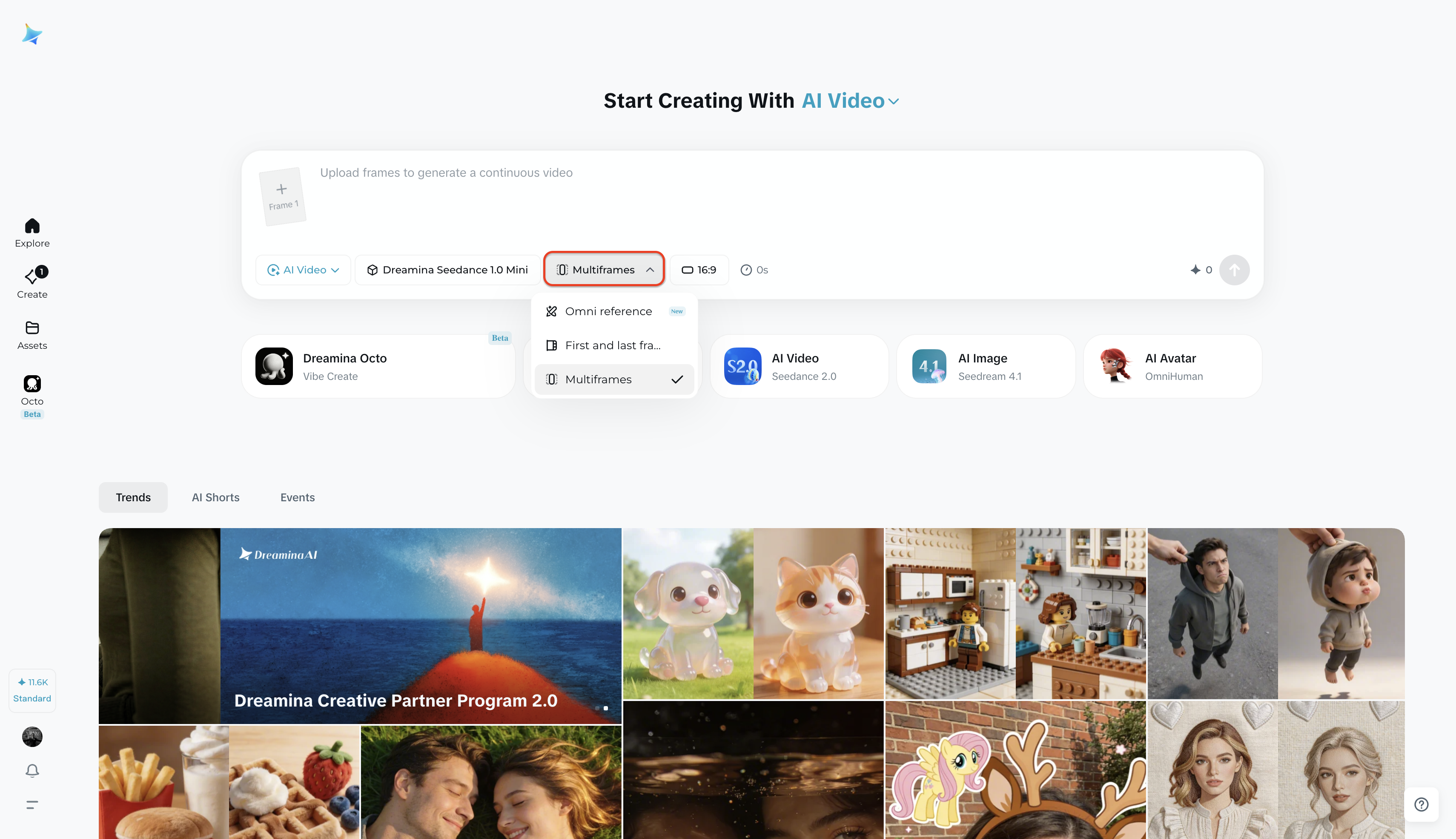 Multi-modal creative workflow feature in Dreamina