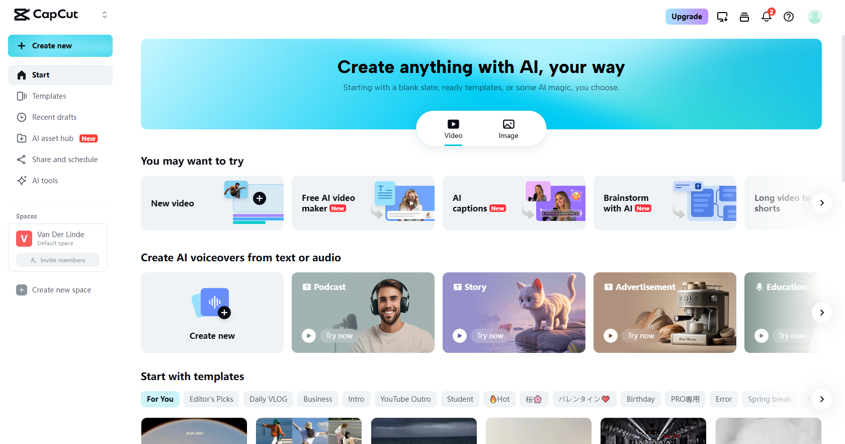 CapCut Web's homepage