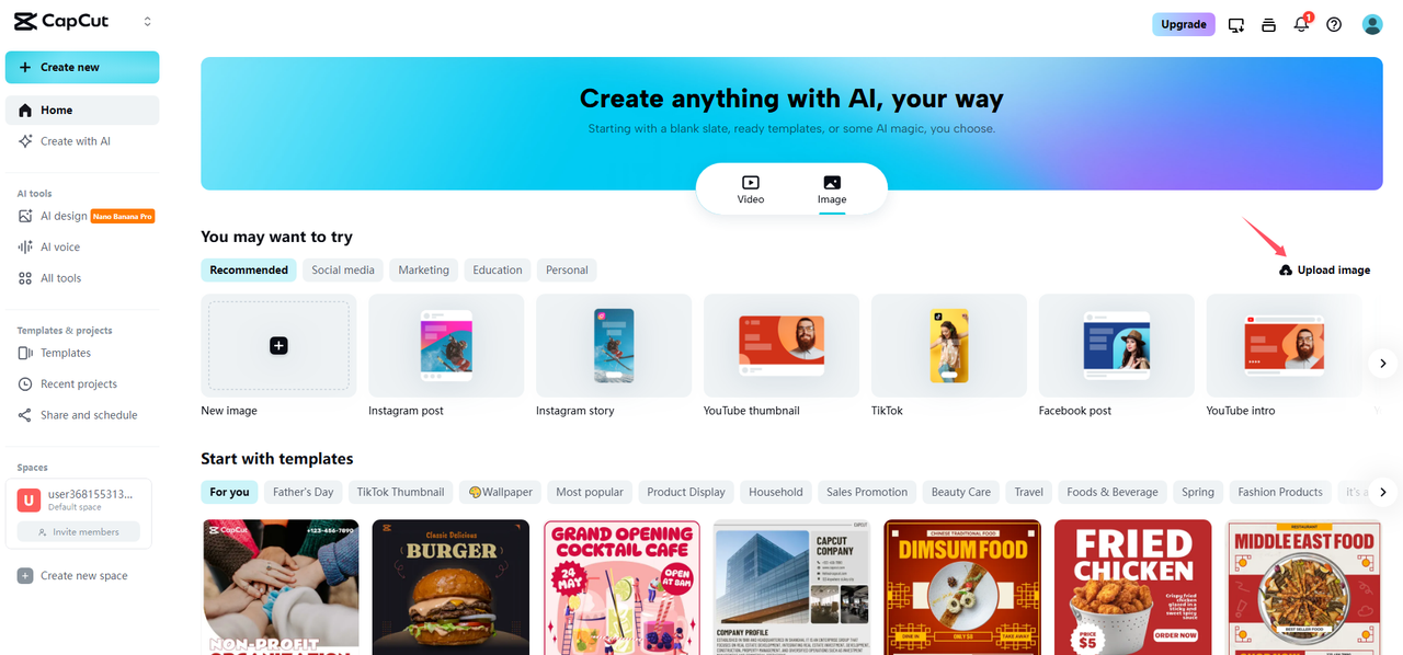 Upload image to crop