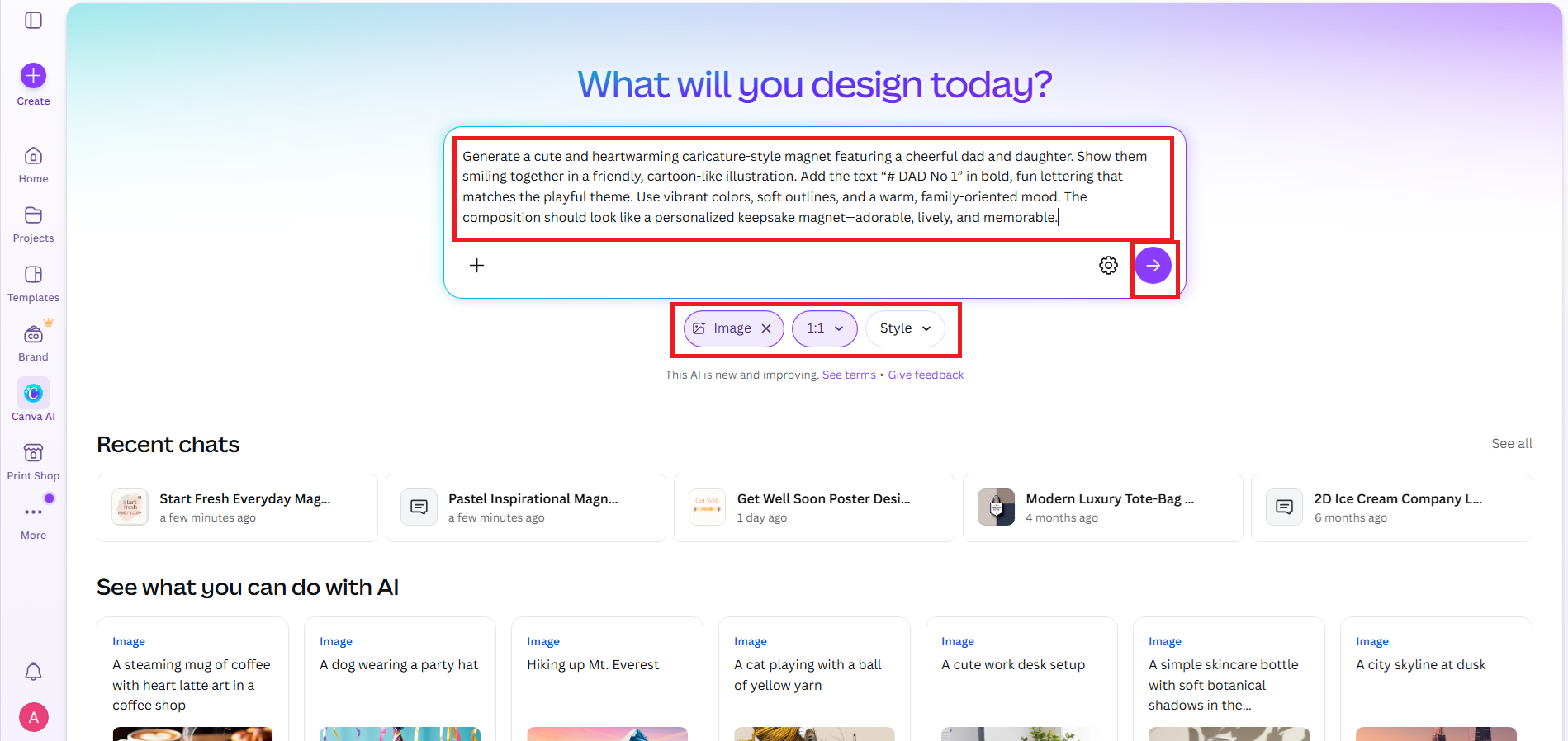 Generate your magnet design with Canva AI