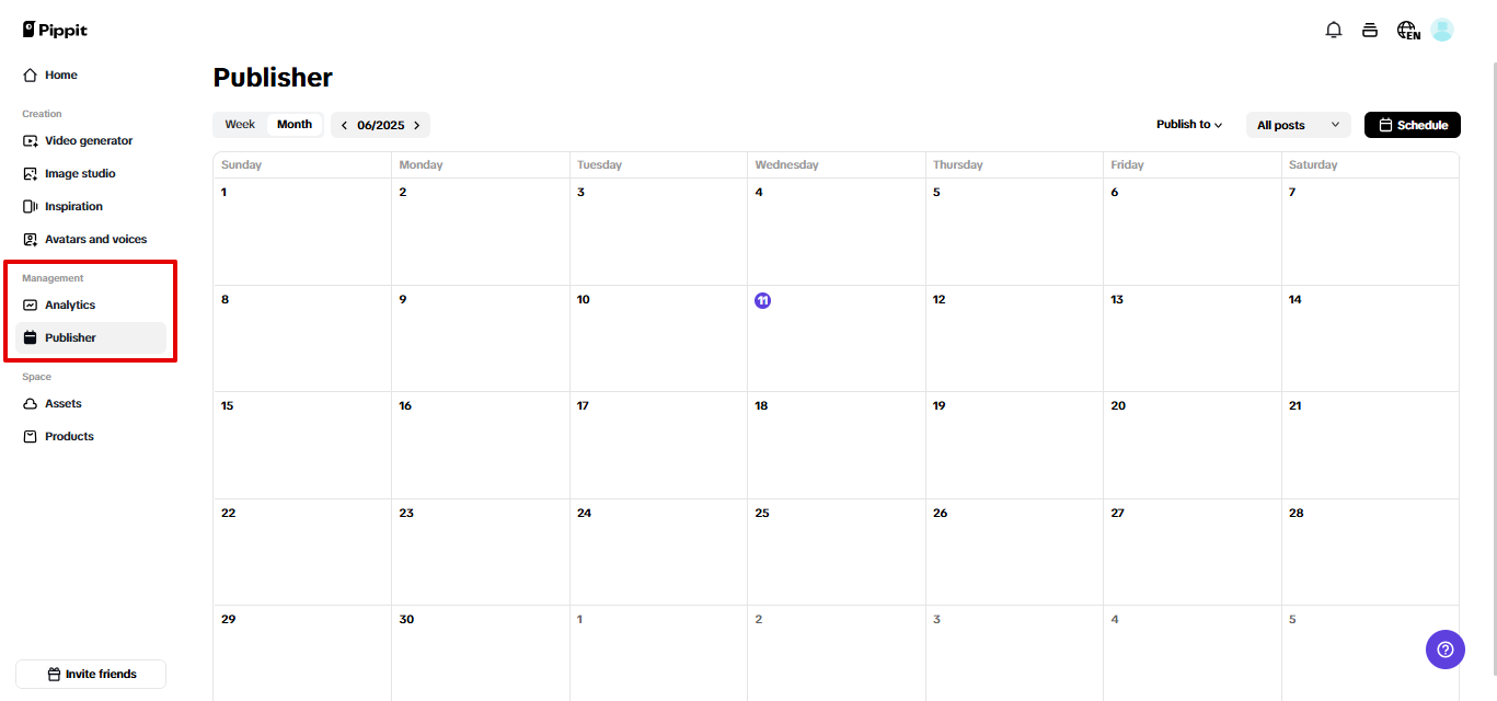 Auto publisher in Pippit
