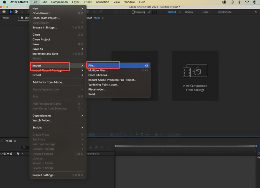 Import video files to After Effects