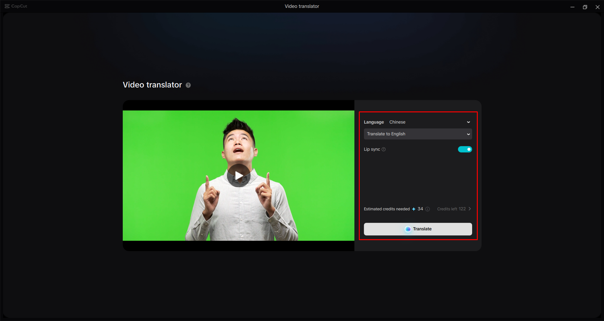 Translating a video with the CapCut desktop video editor