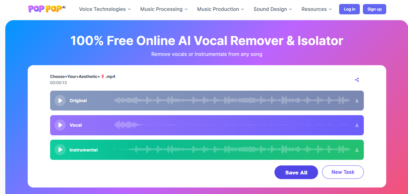 Save all tracks in the Poppop AI