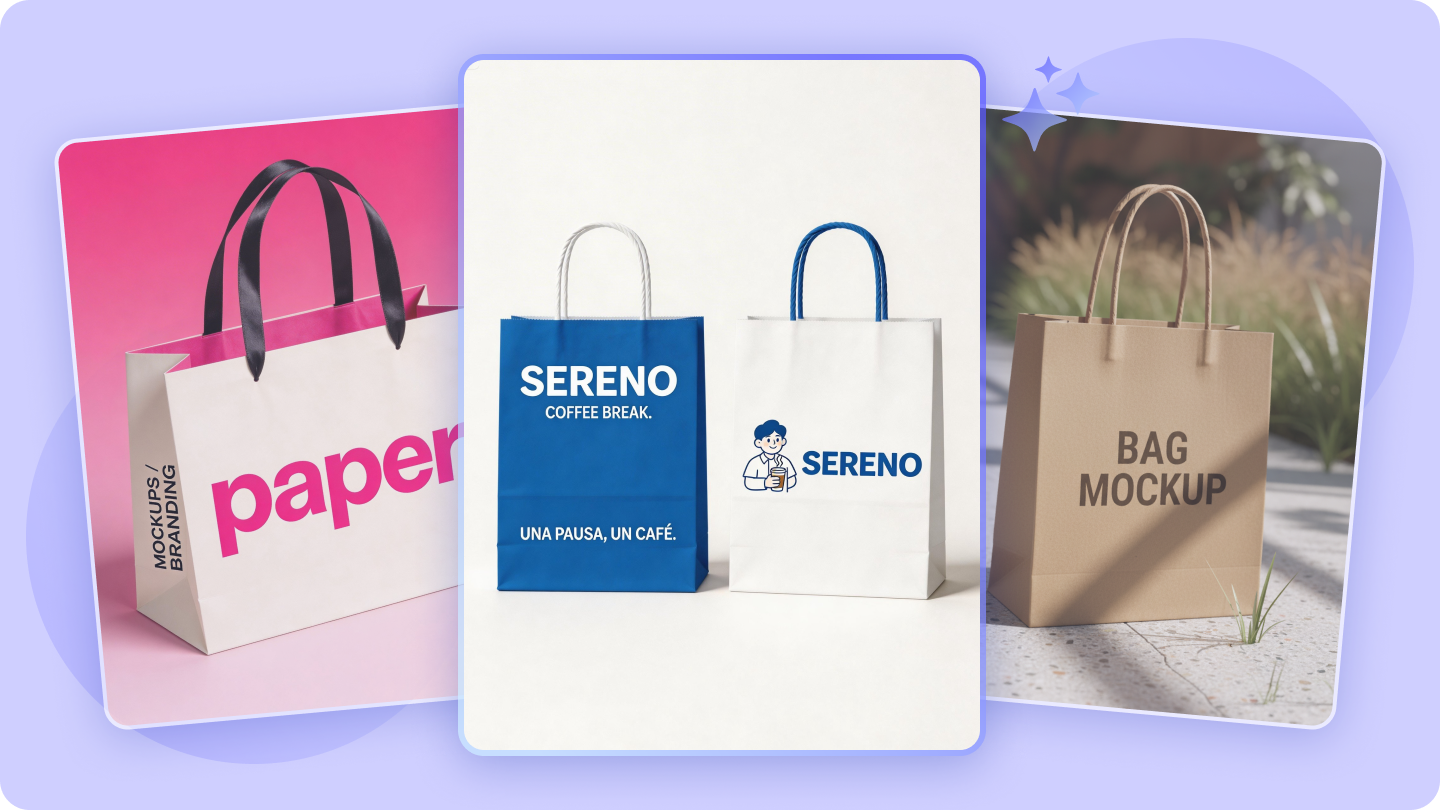 Makieta torby papierowej: elegancki projekt narzędzi Branding i pakowanie